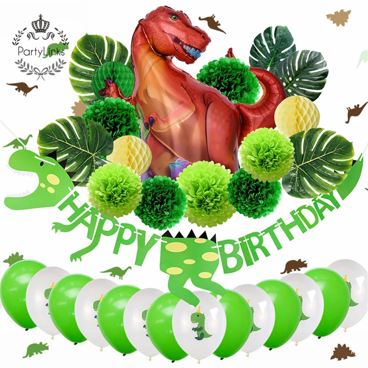 Dinosaur Child Kid Happy Birthday Party Decoration Kit Roar Kids 1st Green Home New  Diy Party  Background Decor Items