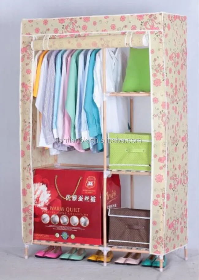 
DIY solid wood wardrobe easy assembly portable folding clothes storage wardrobe closet organizer 