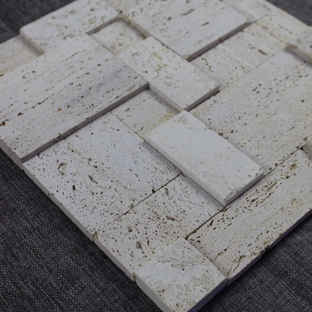 Decorstone24 Yellow Travertine Stone Tile French Pattern 3d Design For Wall Cladding