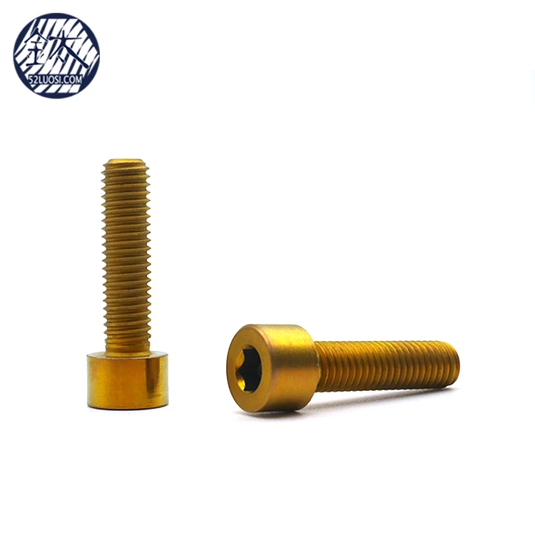 Anodized Gold Colored Allen Bolts Hex Socket Head Cap Titanium Alloy Screws M3 M4 M5