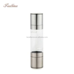 Professional Food Grade Stainless Steel Ceramic Salt and Pepper Shakers Mills Hand Salt Grinder Bottles Transparent