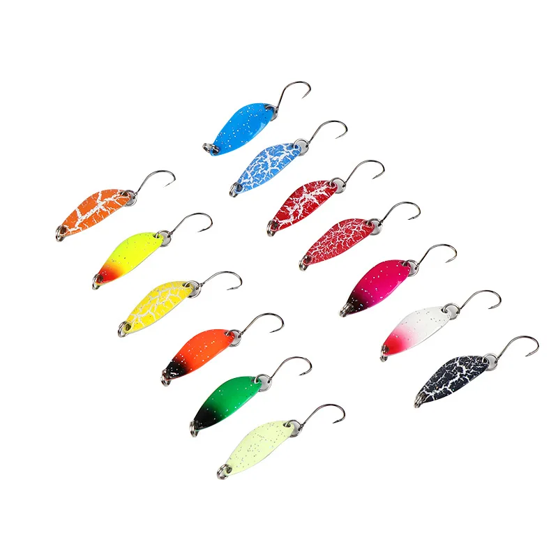 12 Colors 3cm 3.3g Spoon Fishing Lure Swim Bait Isca Artificial Trout Lure Fishing Sequin Metal Spoons Lure
