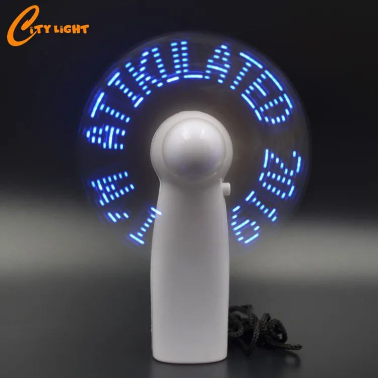 high quality factory price led flashing message plastic hand fan for Promotion Gift