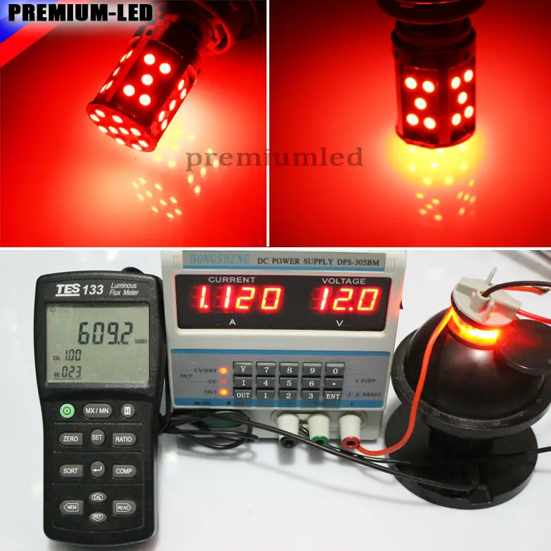 Error Free Brilliant Red 3030 SMD 1156 7506 P21W BA15S 21W LED Bulbs For Tail Lights, Brake Lights