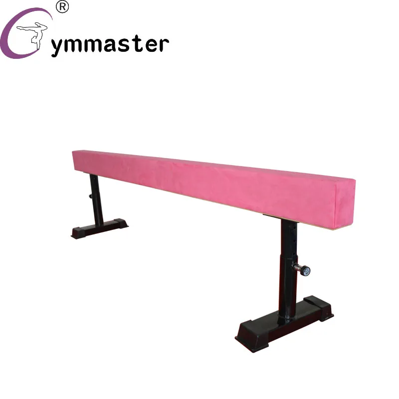 8FT wood core gymnastics adjustable balance beam with suede cover for kids training