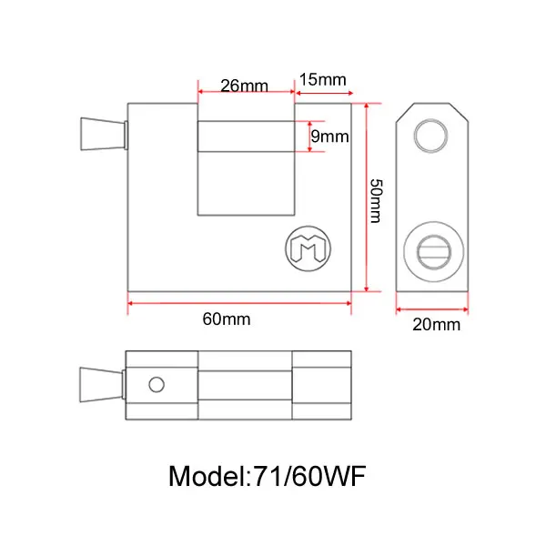 MOK Type Rectangle Padlocks, One Key Open All Locks ,keyed alike padlocks