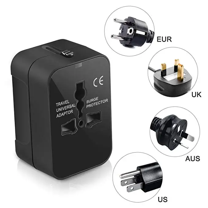 Original factory supplie ac power socket with fuse 2100mA dual usb US UK AUS EURO plug universal all in one travel adapter