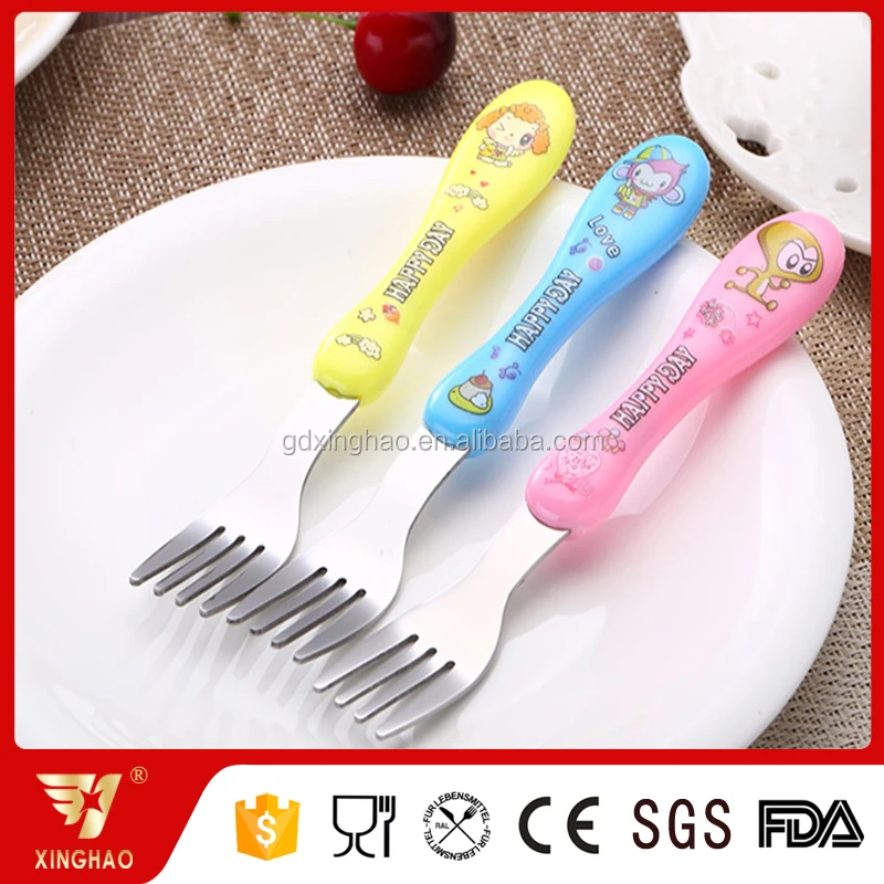 Colorful Plastic Handle Cartoon Children Kids Baby School Picnic Hiking Dessert Dinner MINI Forks Spoons