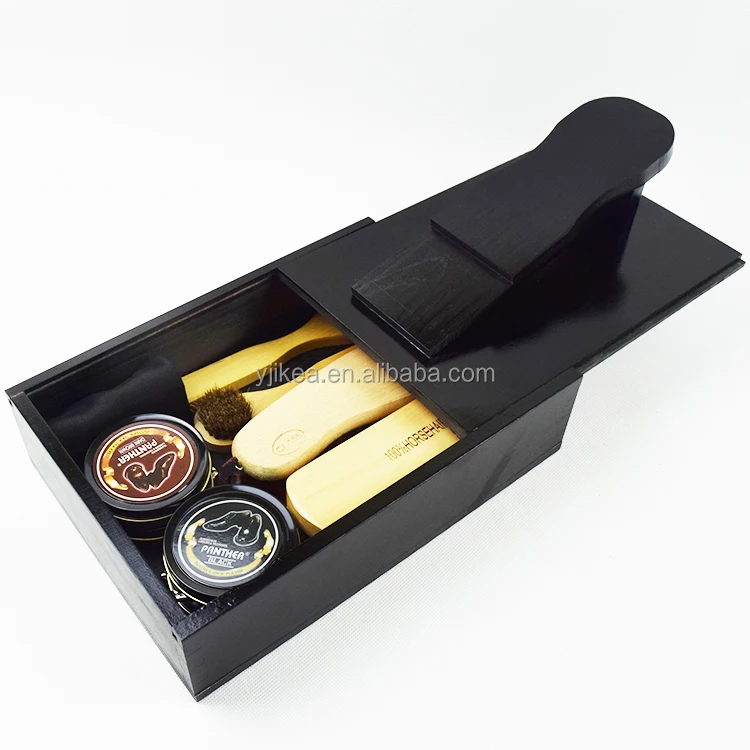 Factory Price Professional Wooden Box Shoe Care Set