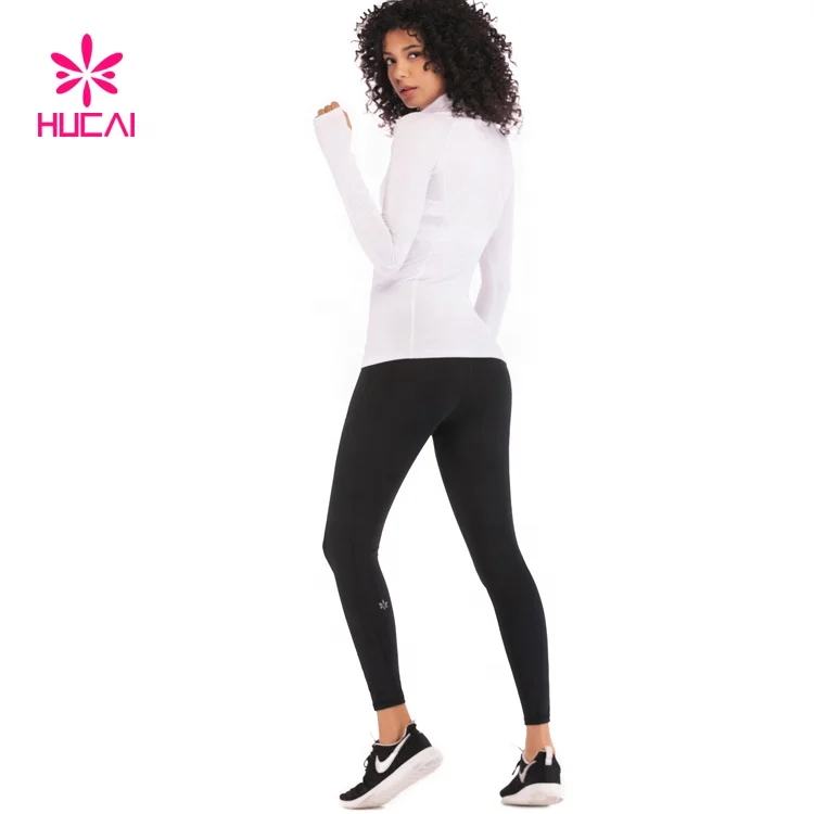 Wholesale Sports Wear Running Clothes Half Zip Long Sleeve T-shirt  High Neck Women Custom Yoga Shirt