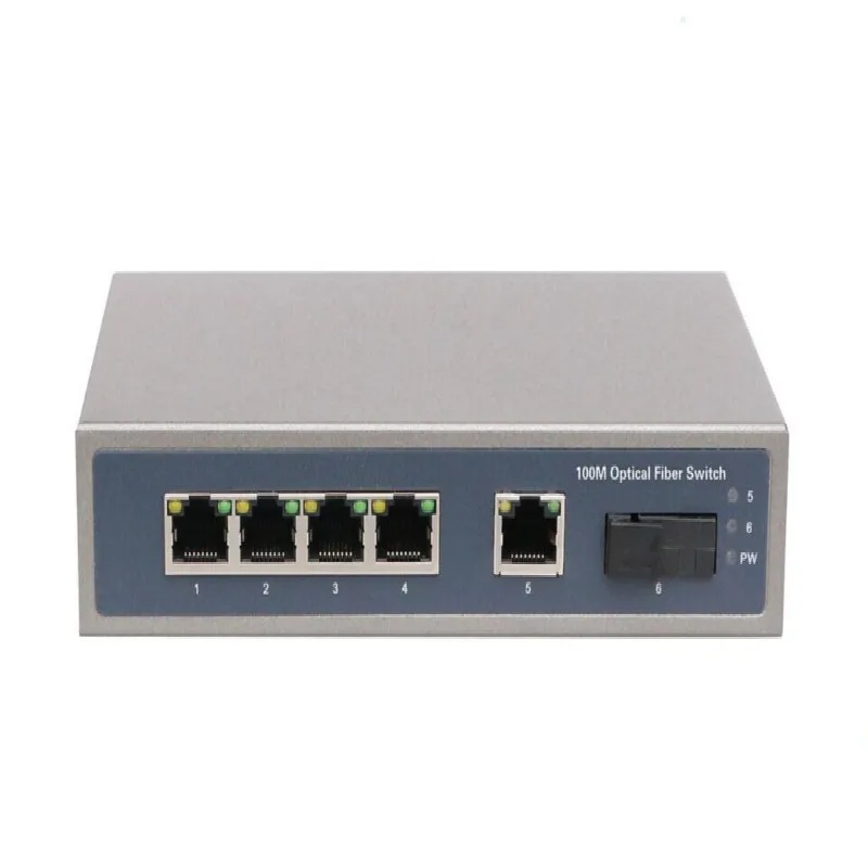 5v 9v 12v 15v 5 port network switch with 1 port fiber optic sc uplink