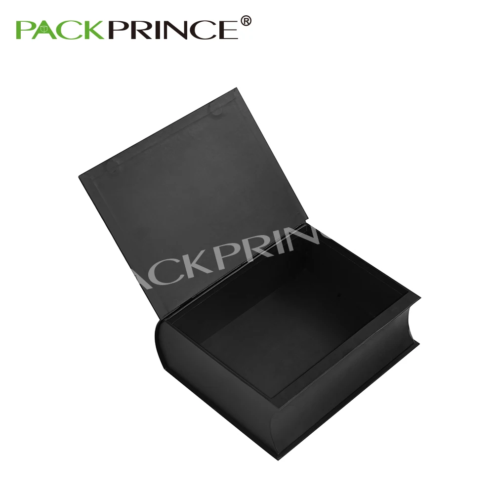 Black Custom Printed Magnetic Premium Luxury Soft Touch Rigid Cardboard Paper Packaging Gift Book Shaped Chocolate Box