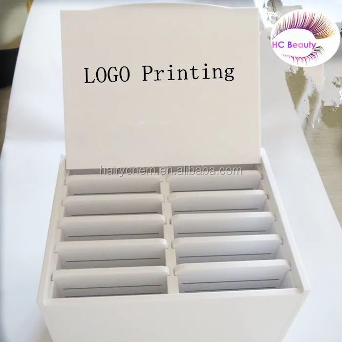 Logo printing Acrylic crystal eyelash extension organizer box lash tray tile pallet