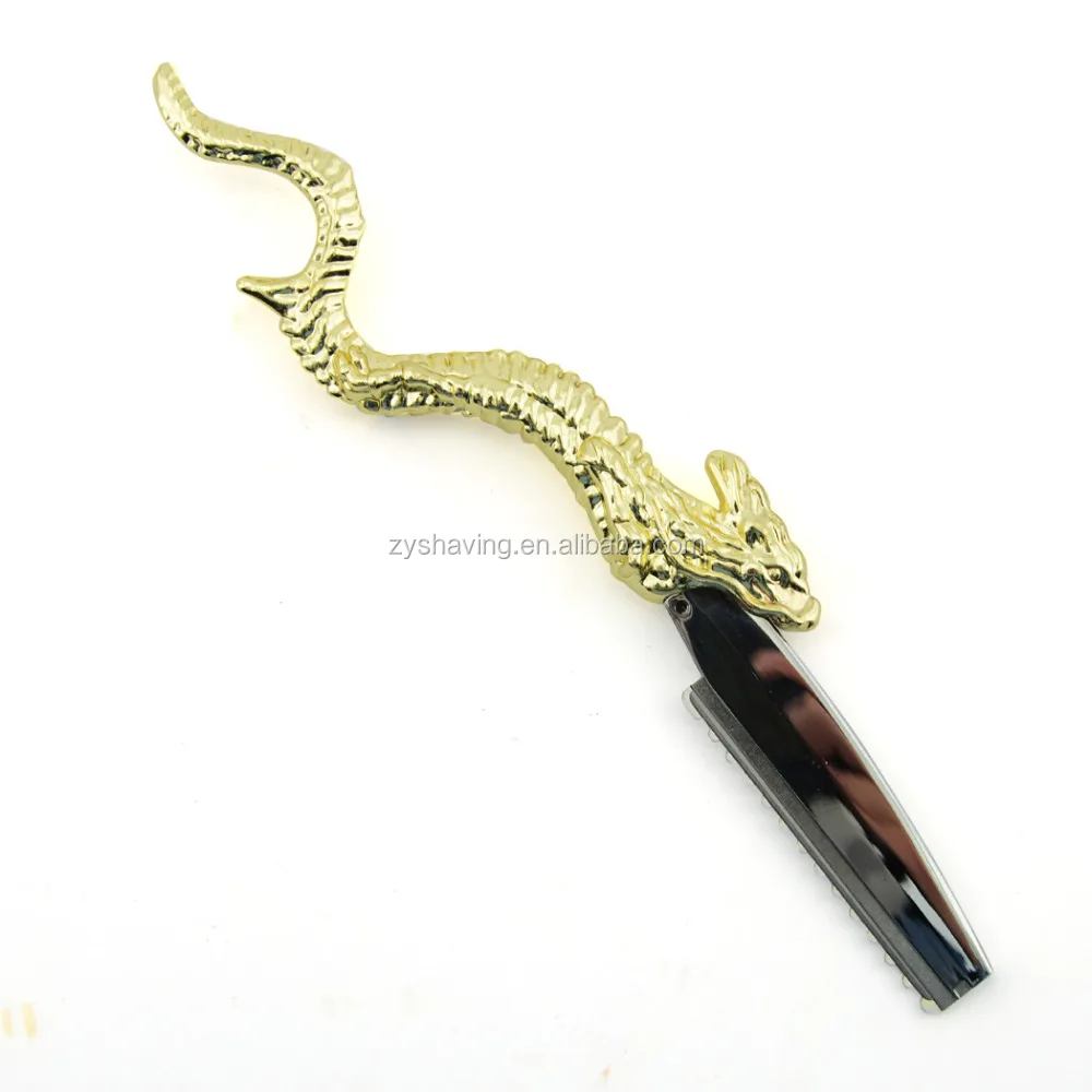 Cool Golden Dragon Hair Cutting Razor Thinning Shaving Knife Barber Stylist Tool