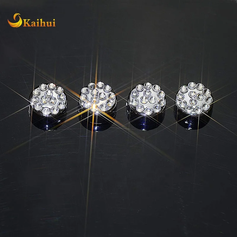 2 Pack Luxury Handcrafted Bling White Rhinestone Premium Stainless Steel License Plate Frame with GiftBox