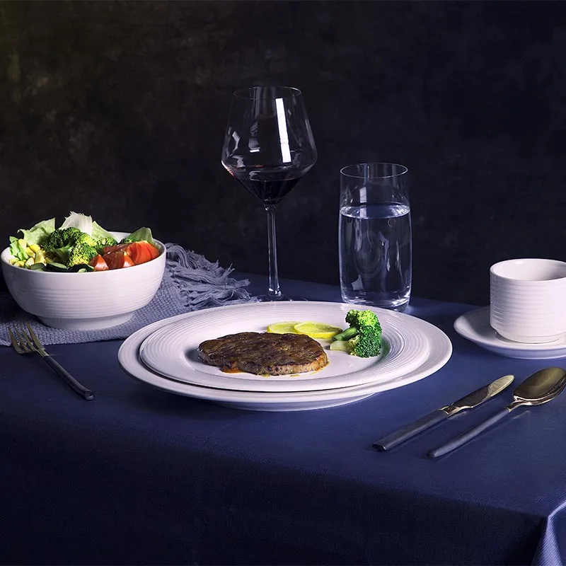 Good Price Porcelain Dinner Plate Supplier Promotion Gift Custom Fashion Tableware Accessory White fabrica de platos de loza