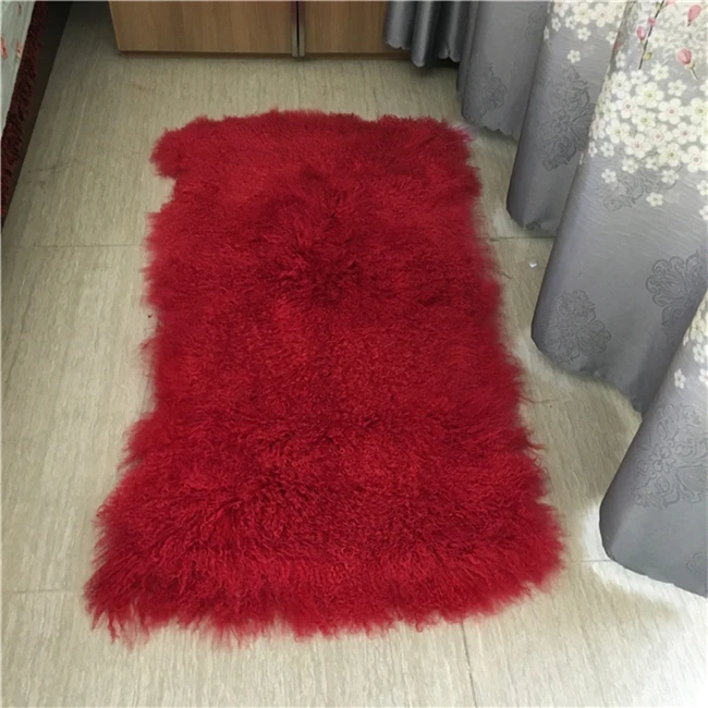 real sheepskin tibetan curly sheep fur pelt Long hair Mongolian Lamb fur skin