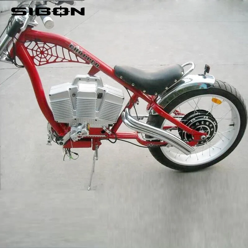 SIBON 4BV 500W lithium battery suspension fork V brake fat tire red electric bike chopper for adult from China