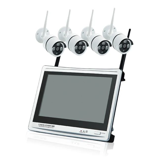 
4channel NVR DVR Kits CCTV System 4CH wifi NVR Kit Video Surveillance Home Security Camera System with12inch lcd 