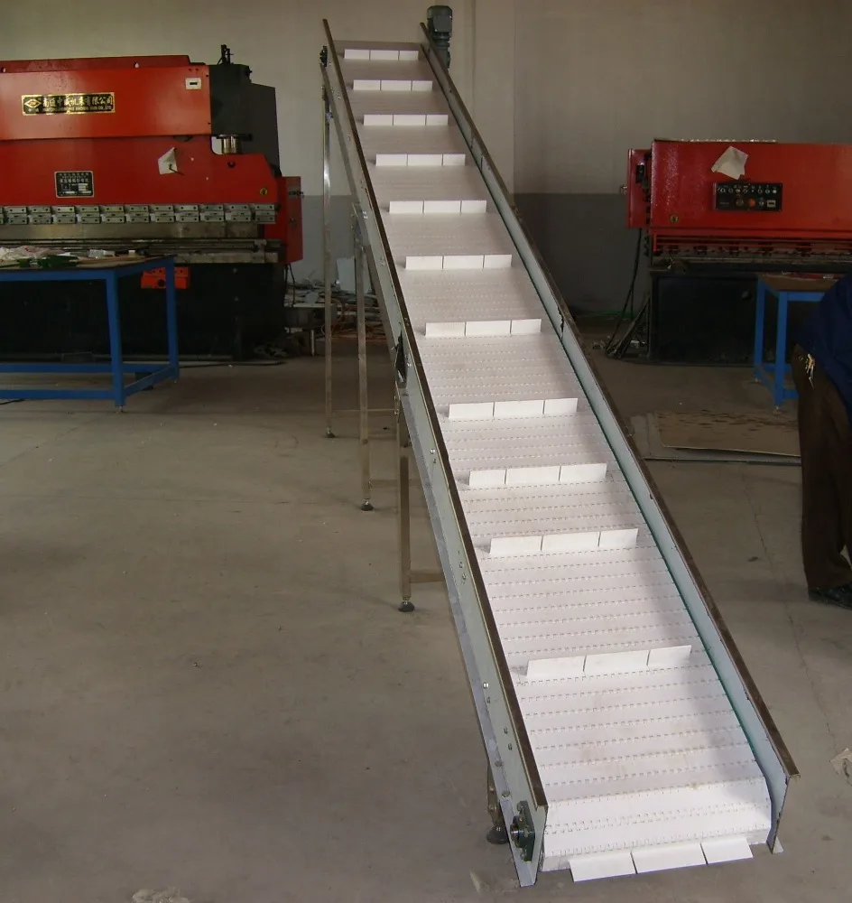 cheap stainless steel frame plastic modular inclined belt lifting conveyor