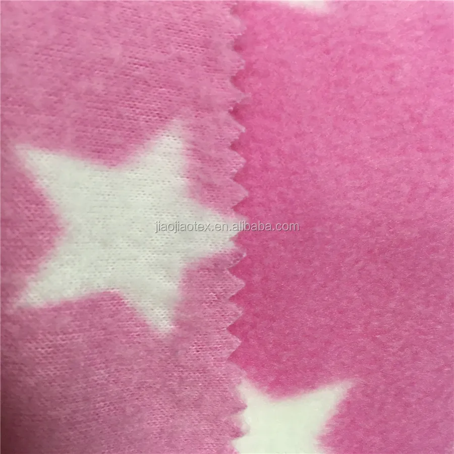 Star pattern printing polar fleece fabric single sided 100% polyester