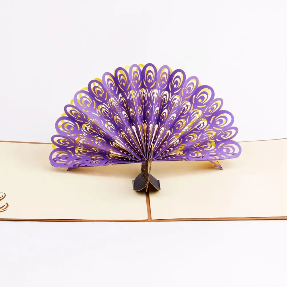 
Pop Up Greeting Cards Purple Peacock Birthday Cards Wedding Invitation Card with Envelope (Retro and Red Covers, Pack of 2) 
