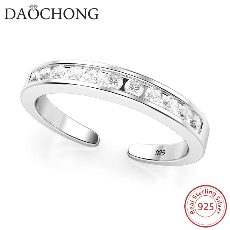 
925 Sterling Silver Adjustable Cubic Zirconia Toe Band Ring 