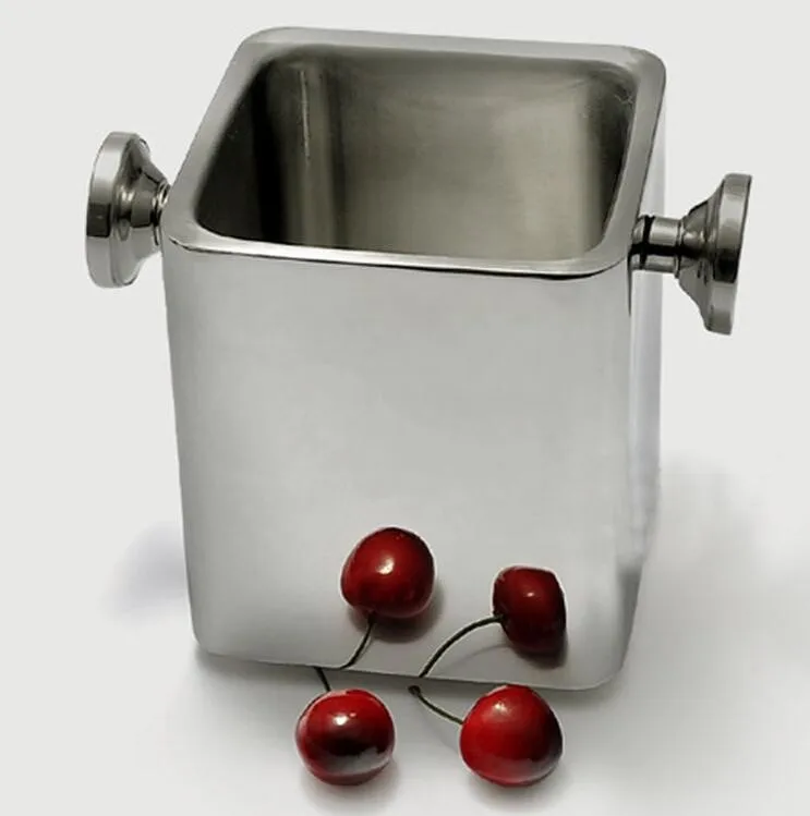 High Quality Stainless Steel Ice Bucket Square Metal Ice Bucket With Lid