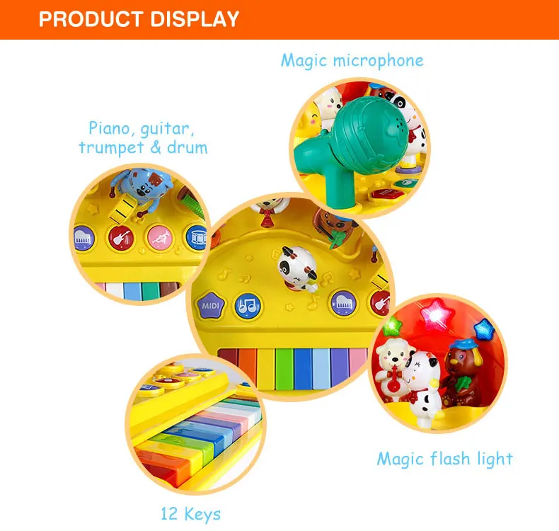 Funny Cartoon Dancing Animal Kids Music Learning Piano Keyboard Toy