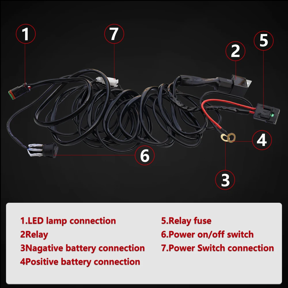 Auto lighting system cables for led light bar wiring harness