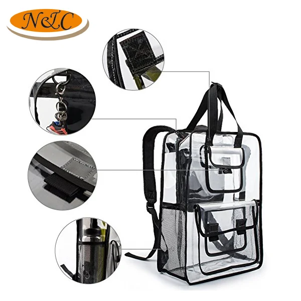 Wholesale price custom logo durable transparent PVC backpack school