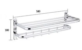 Wholesale SU304 Stainless Steel Towel Racks Mirror Polished Towel Bar With Hooks for Bathroom Organizing