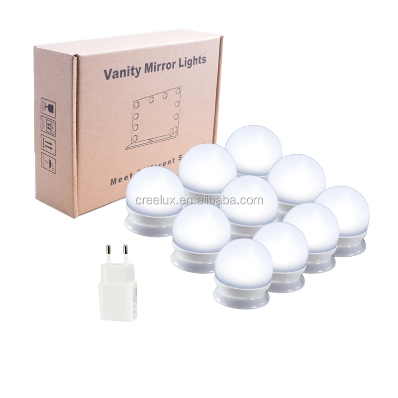 DC5V USB Powered Bathroom LED Hollywood Style Bulbs Kit Led Vanity Makeup Mirror With Light