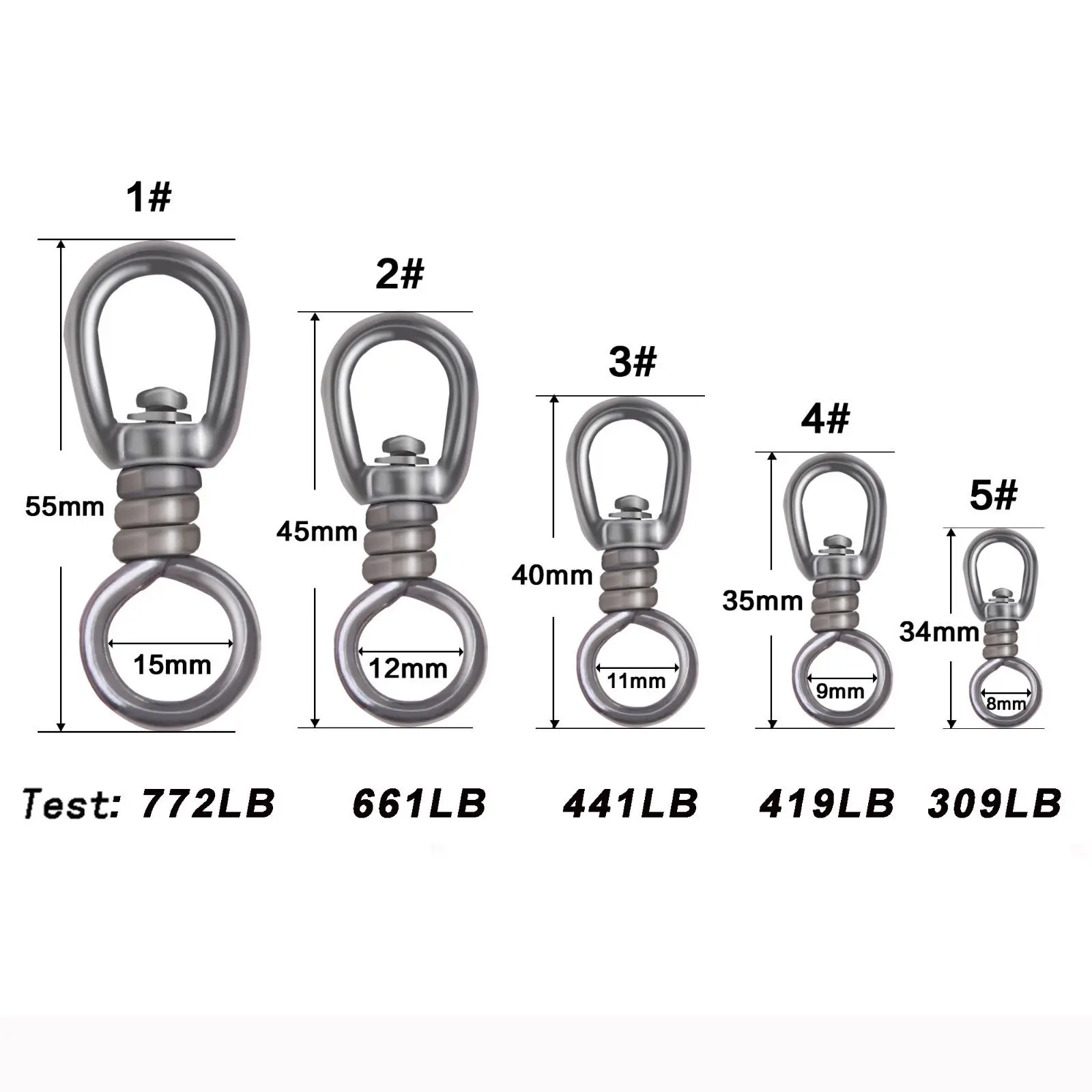 Wholesale Stainless Steel Fishing Swivel Sea Boat Fishing Tackle Connector Size1#-5# 10pcs/set