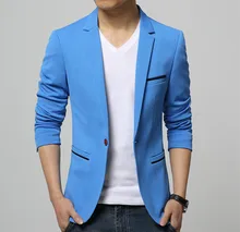 Mens Korean slim fit fashion cotton blazer Suit Jacket black blue beige plus size M to 5XL Male blazers Mens coat Wedding dress