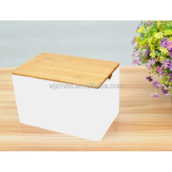 wholesale colored bamboo storage box with lid, large wooden storage box for home