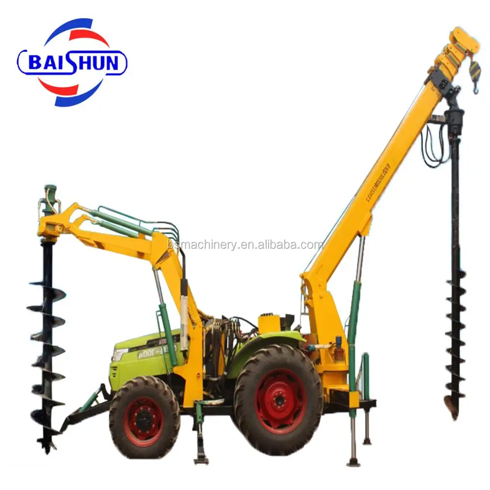 Good Quality BS1000 Crane Mounted Wooden Pole Erection Pile Driver Machine for Utility Poles