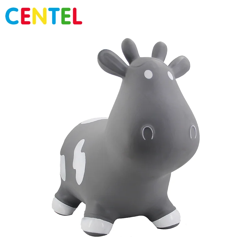 
Small Gray Cow Bouncer Hopper Kids Jumping Animal Inflatable Bouncing Animal Toys 