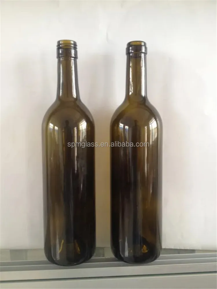cheap colored bordeaux glass wine bottle 750ml