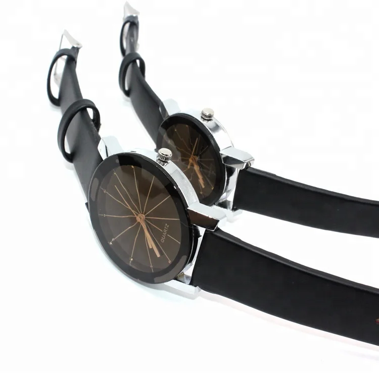 Wholesale sale quality one dollar leather couples wrist watches