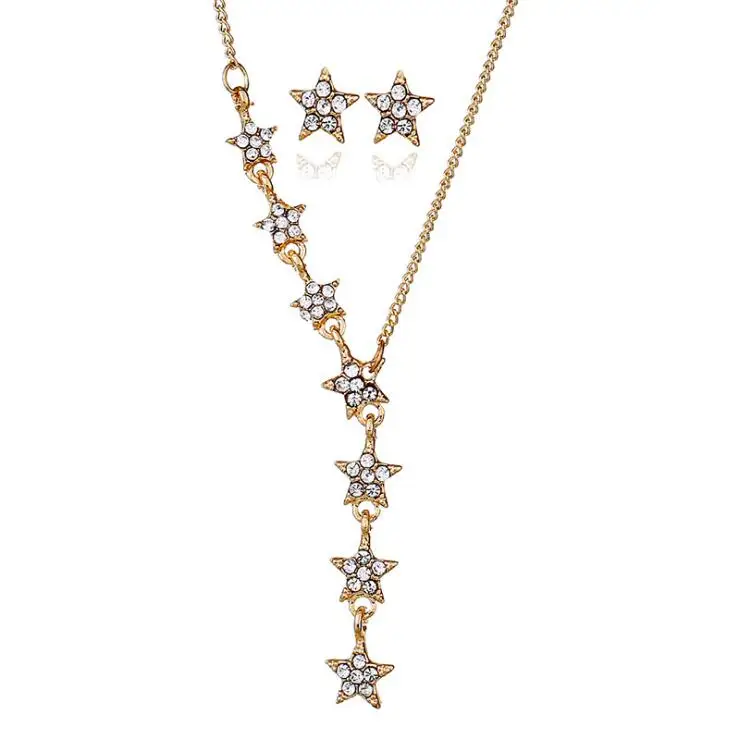 Модный Ювелирный Набор, оригинальные длинные циркониевые серьги, ожерелье, набор для женщин