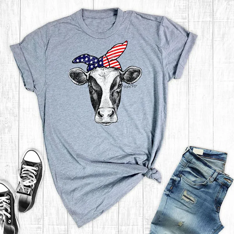 2022 Factory wholesale cotton cow T-shirt digital t shirt