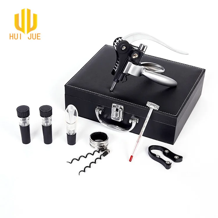 HUIJUE cheapest wholesale wine gift set with leather case