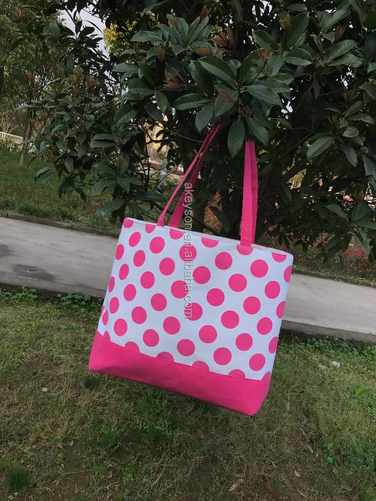 
Wholesale Monogrammed Canvas Polka Dot Beach Bag 
