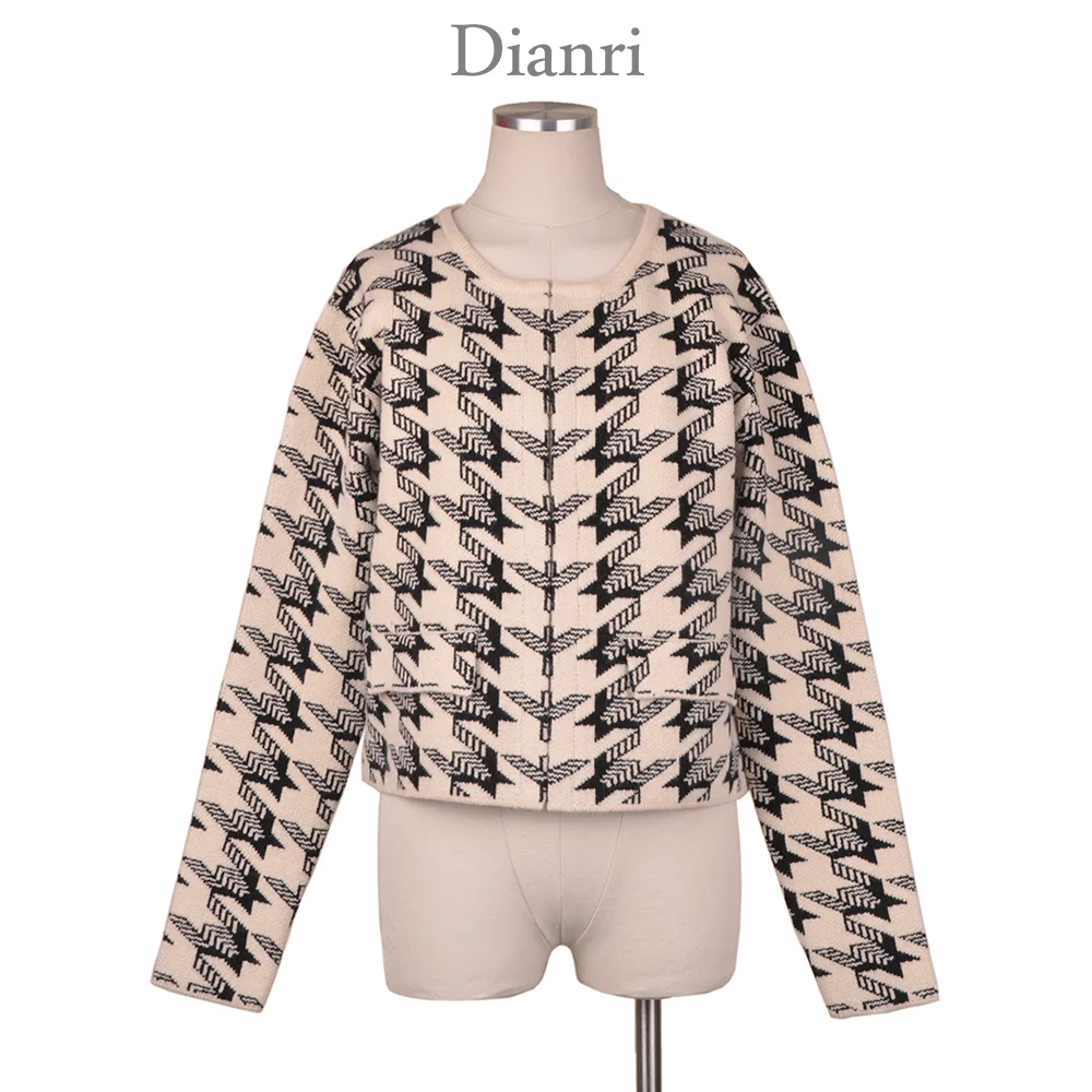 
custom fashion jacquard knit open front short korean style women cardigan open 