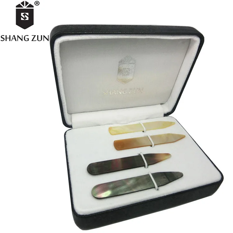 Высококачественный воротник на заказ с перламутром, 4 шт. в коробке, воротники для мужской рубашки