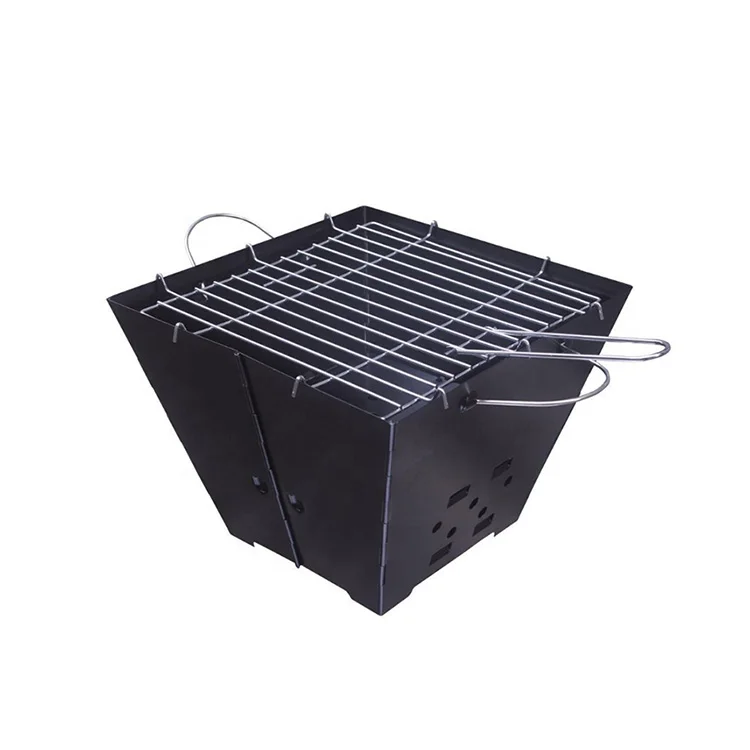 Foldable fold folding Portable square shape charcoal barbecue mini bbq grill outdoor personal camping grilling for campground