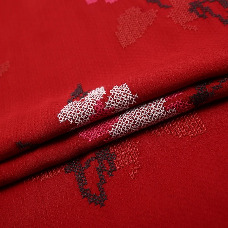 HA-14645B Shaoxing textile all over embroidery floral rayon viscose fabric wholesale