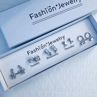 High end gift box package S925 sterling silver stud earrings wholesale custom stud earrings set