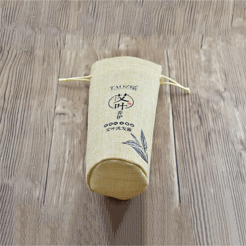 Popular Fashion Custom Logo Printing Party Wedding Favor Gift Bag Round Bottle Jute Drawstring Bag